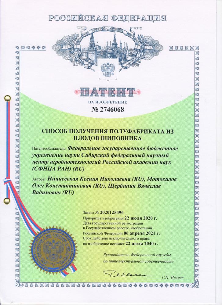 СФНЦА РАН получен патент РФ на изобретение